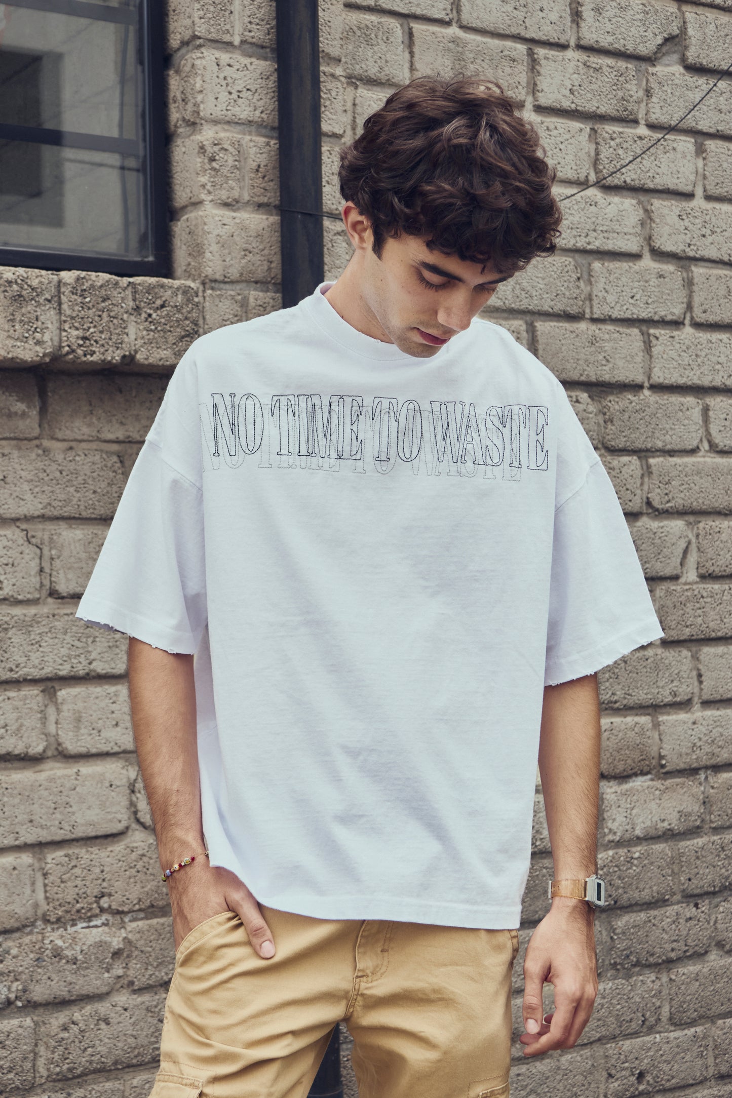 Playera No Time To Waste Blanco