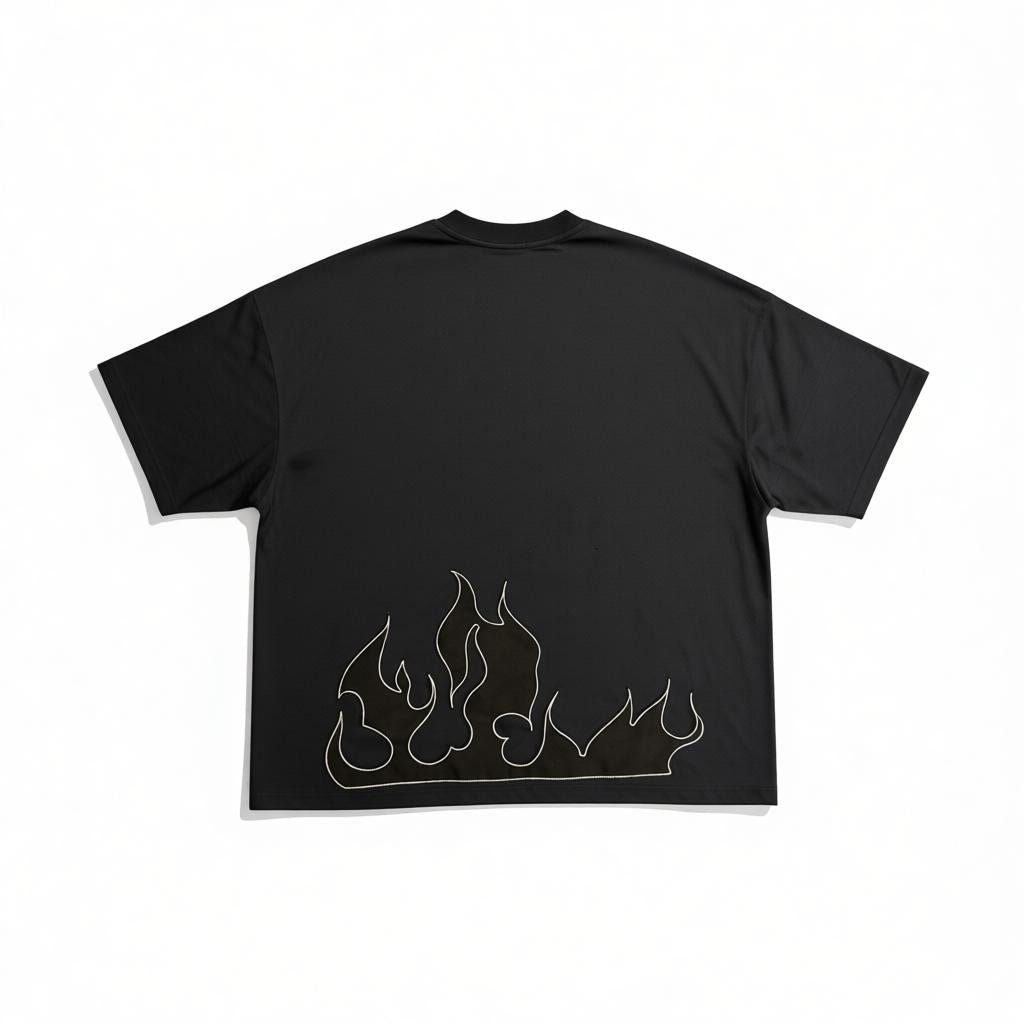 Playera Flames Black Recorte